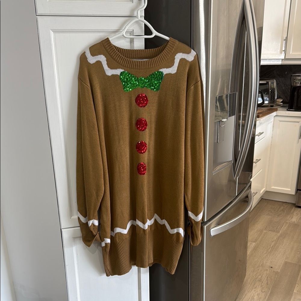Tipsy Elves Gingerbread Mini Dress - Brown and Green